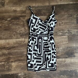 PrettyLittleThing Black and White Bodycon Mini Dress